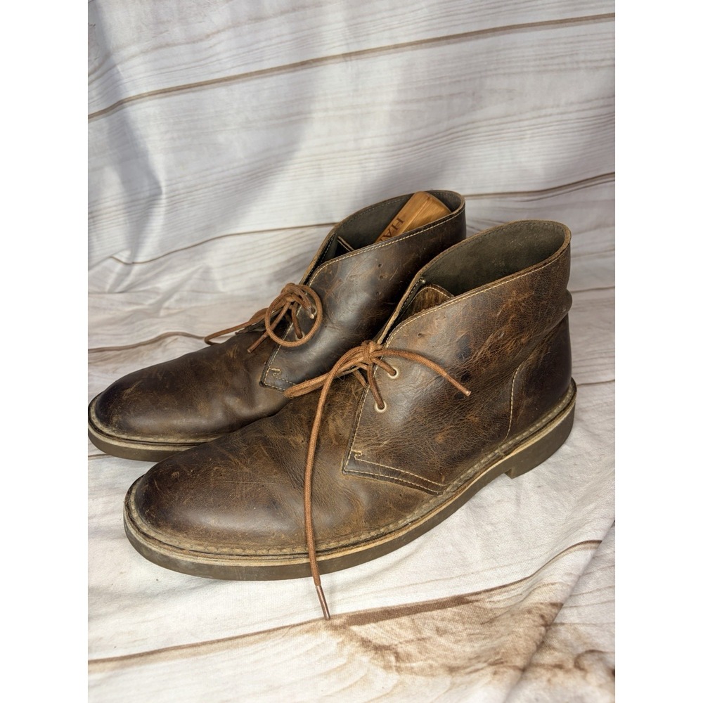 Clarks Mens Desert Trek Brown Leather Boots Size 13M‎ Made in India